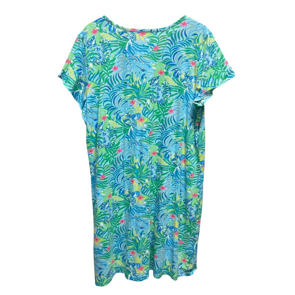 Lilly Pulitzer Green and Blue Floral Etta V-Neck Via Parigi Dress - Picture 7 of 7